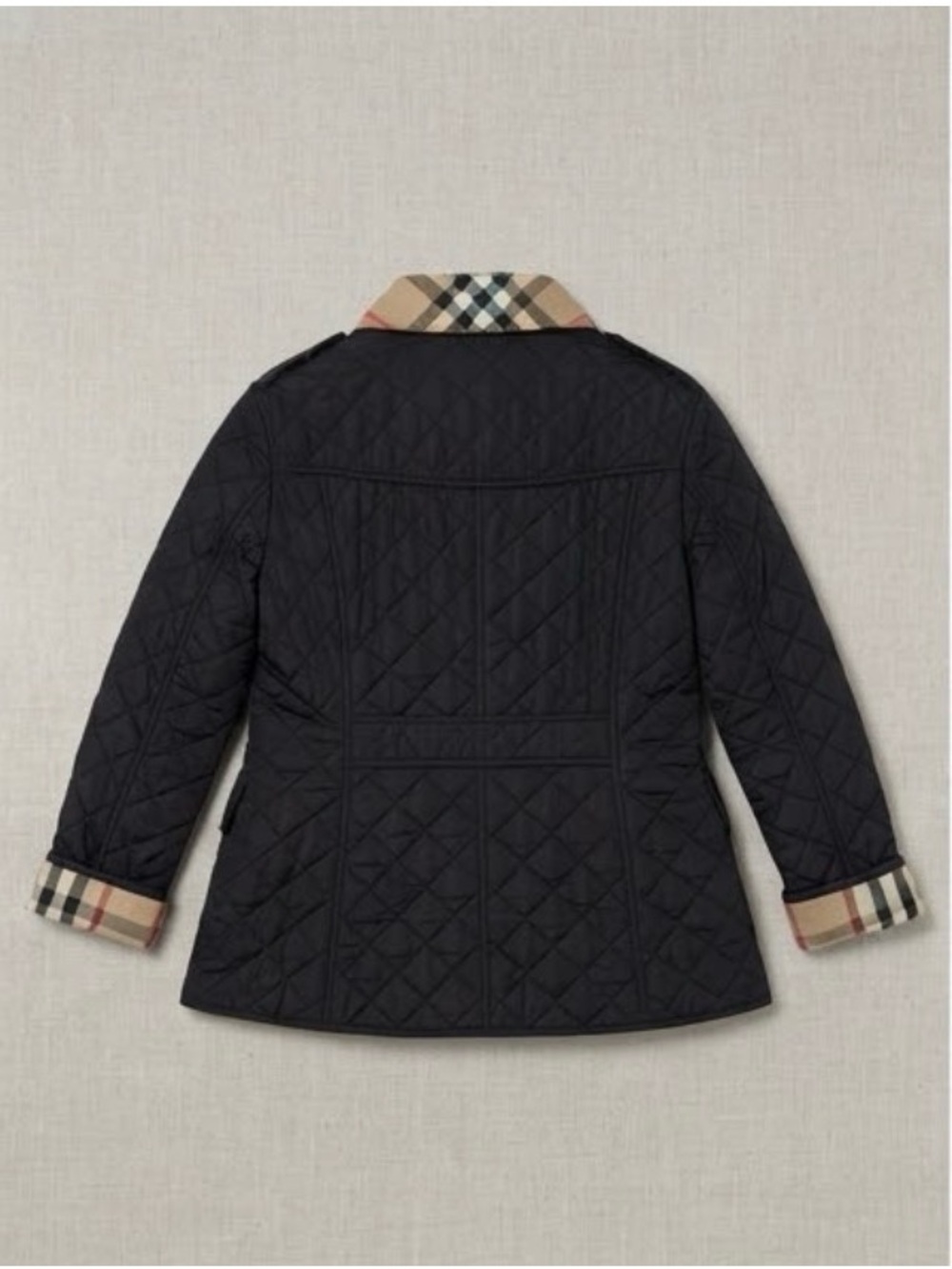 Burberry Black Quilted Jacket with Vintage Check Trim